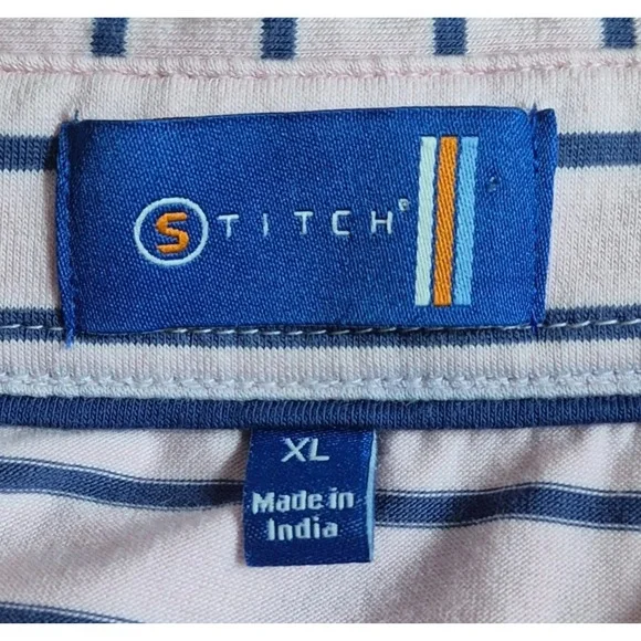 Stitch Golf Mens Polo Shirt XL Pink Blue Striped - Picture 4 of 5